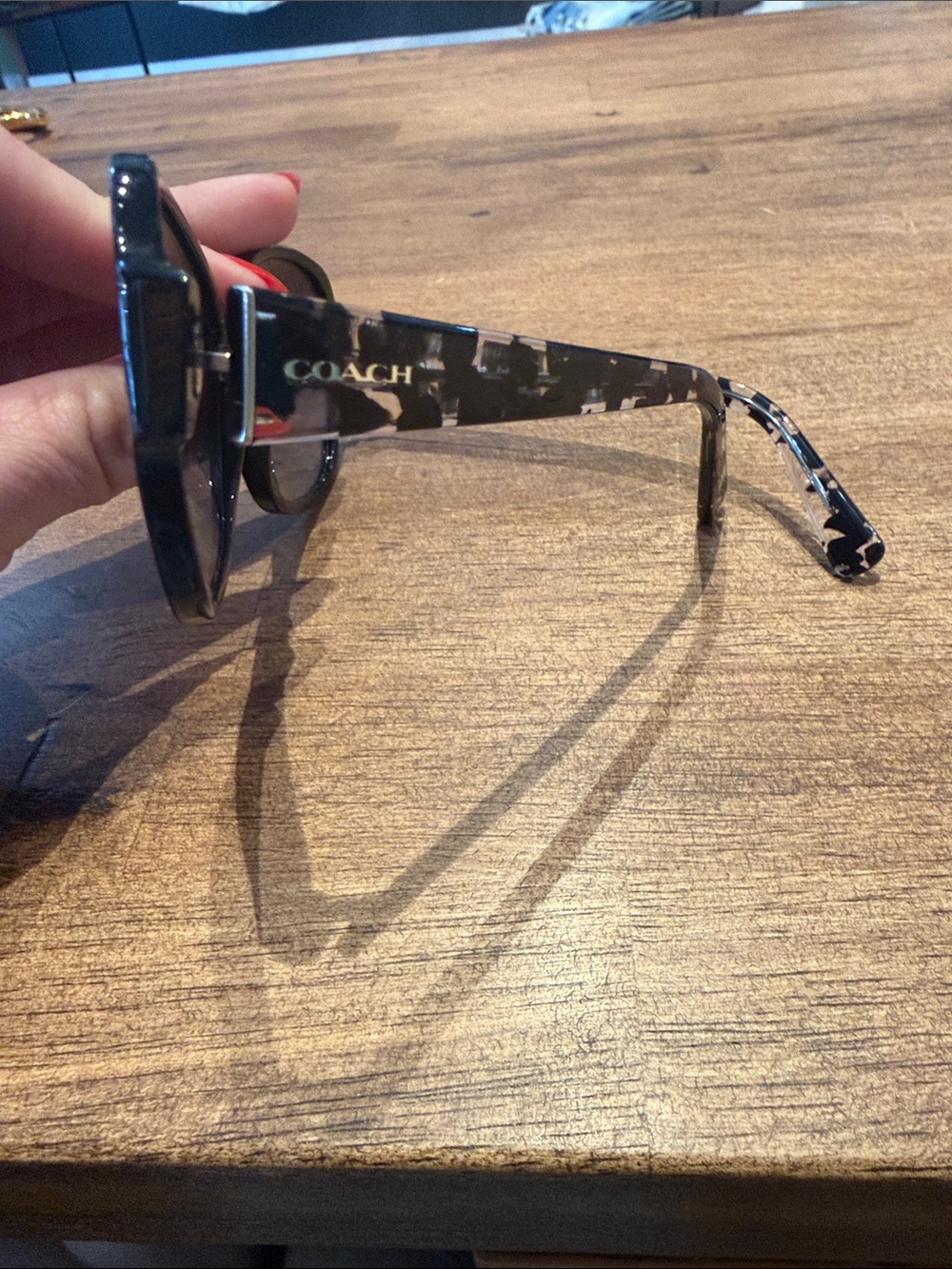 Coach Black & Tortoise Pattern Sunglasses with Logo
